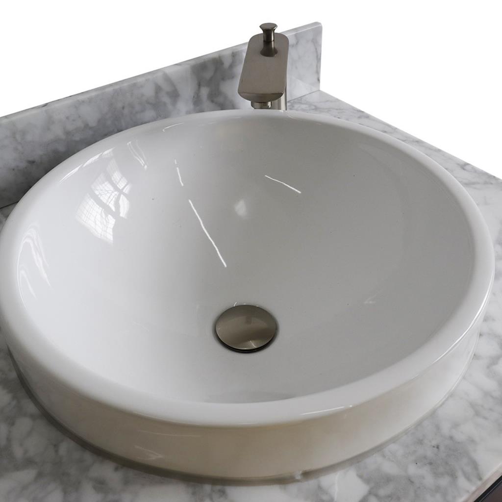 Bellaterra Home, Terni 61" Dark Gray Double Vanity, Round Sink, White Carrara Marble#top-options_white-carrara-marble-top