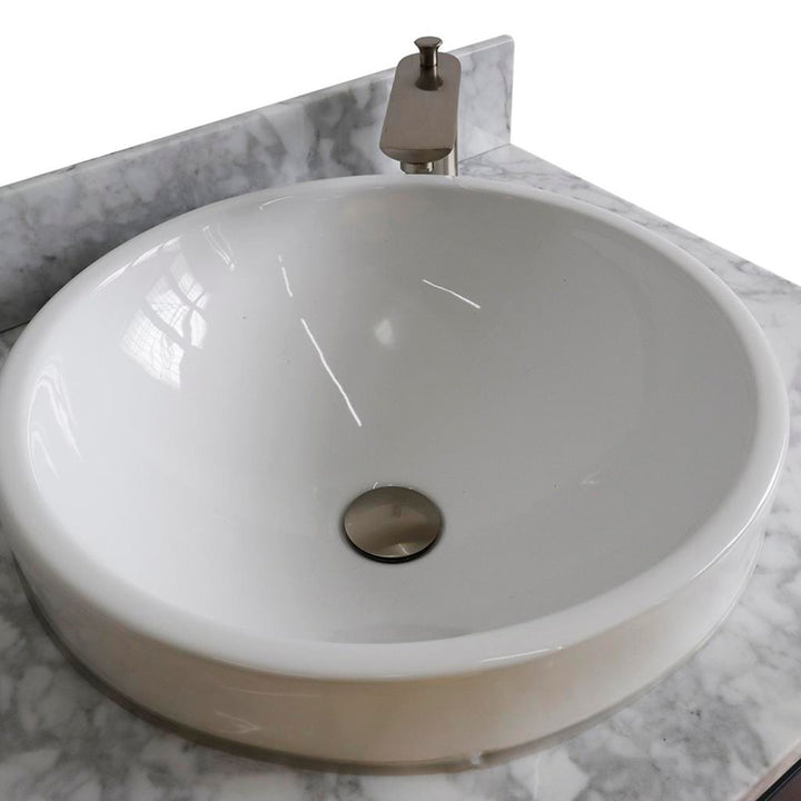 Bellaterra Home, Terni 61" Dark Gray Double Vanity, Round Sink, White Carrara Marble#top-options_white-carrara-marble-top