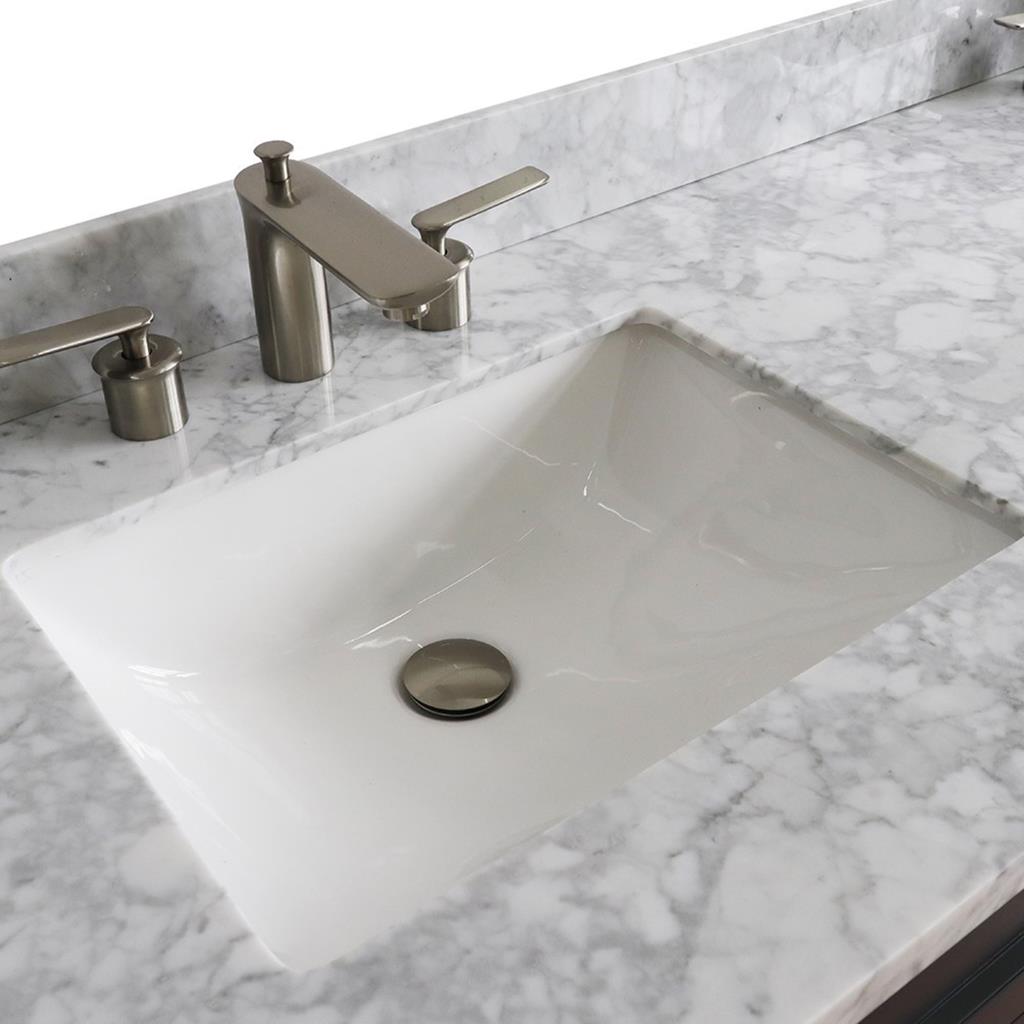 Bellaterra Home, Terni 61" Dark Gray Double Vanity, Rectangle Sink, White Carrara Marble#top-options_white-carrara-marble-top