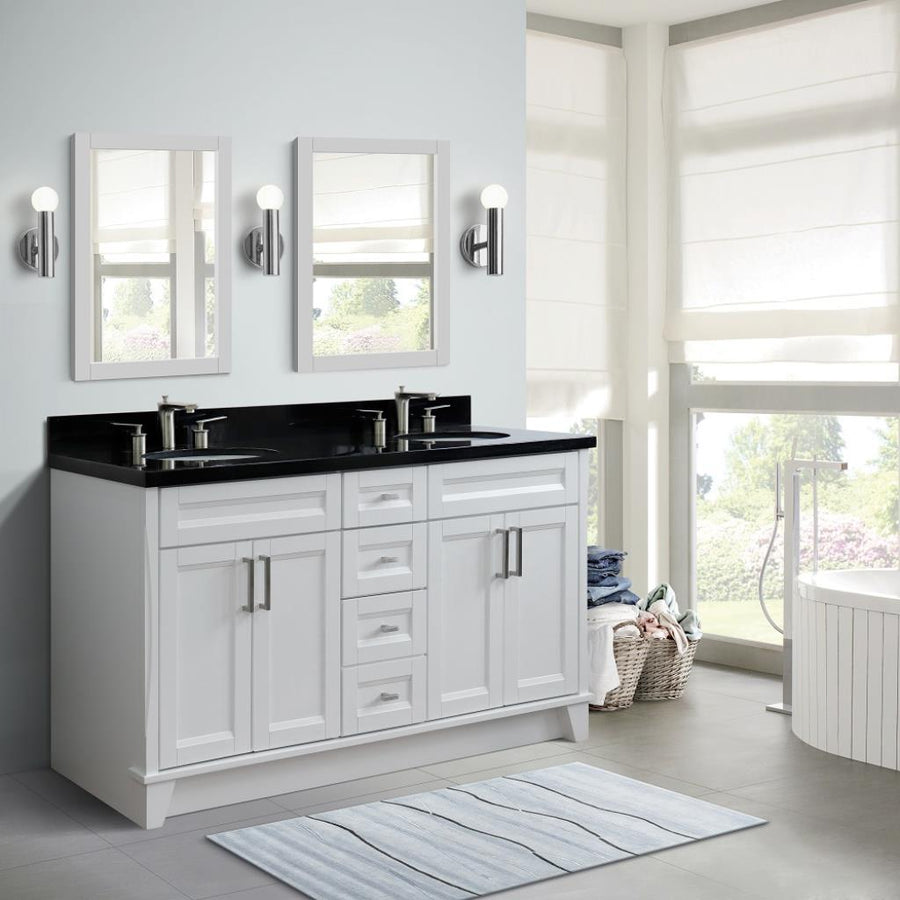 Bellaterra Home, Terni 61" White Double Vanity, Oval Sink, Black Galaxy Granite#top-options_black-galaxy-granite-top