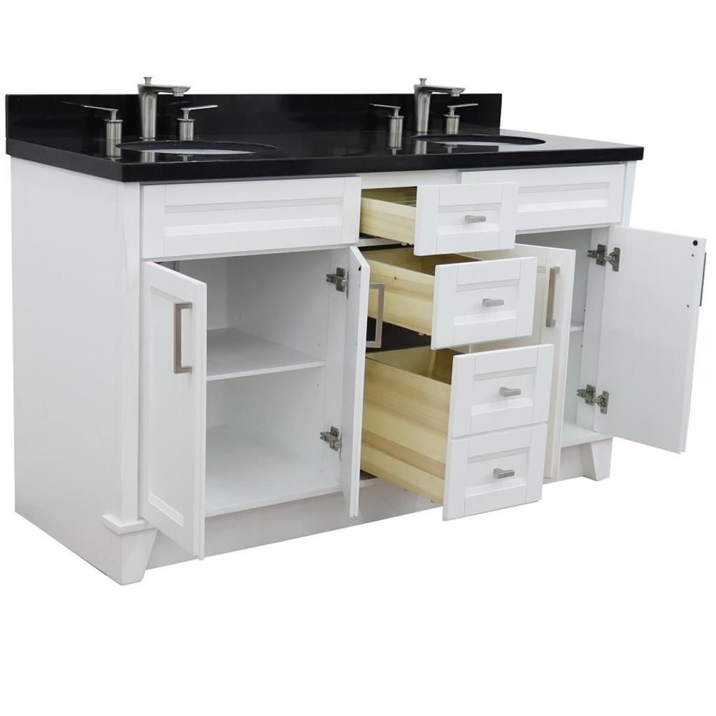 Bellaterra Home, Terni 61" White Double Vanity, Oval Sink, Black Galaxy Granite#top-options_black-galaxy-granite-top
