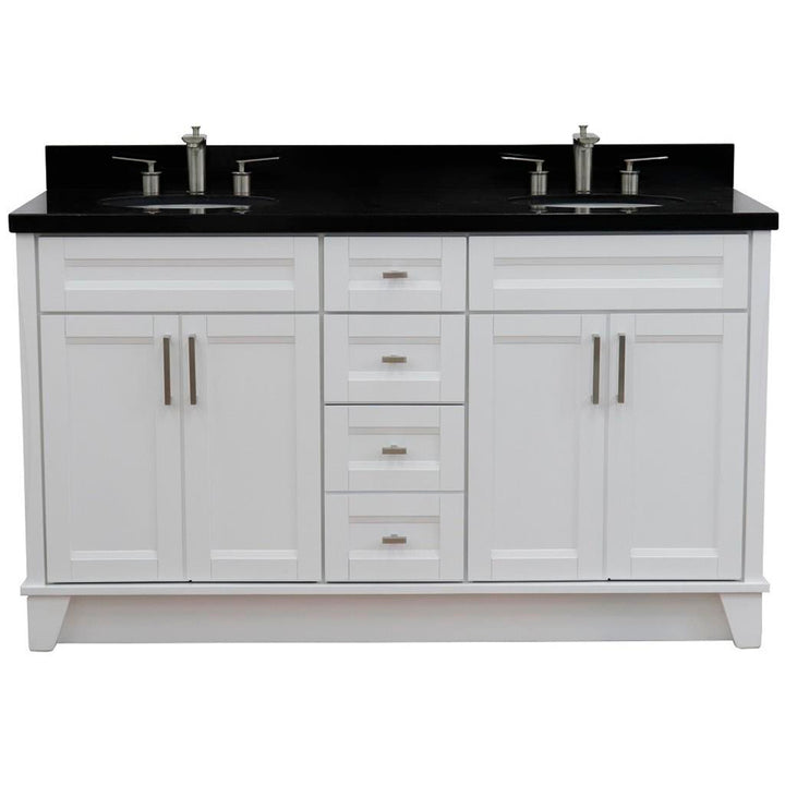 Bellaterra Home, Terni 61" White Double Vanity, Oval Sink, Black Galaxy Granite#top-options_black-galaxy-granite-top