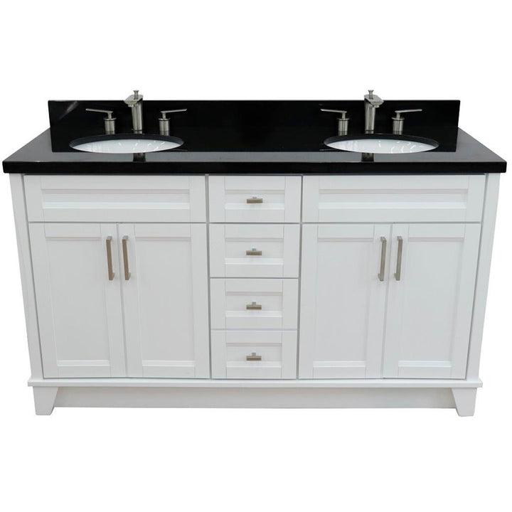 Bellaterra Home, Terni 61" White Double Vanity, Oval Sink, Black Galaxy Granite#top-options_black-galaxy-granite-top
