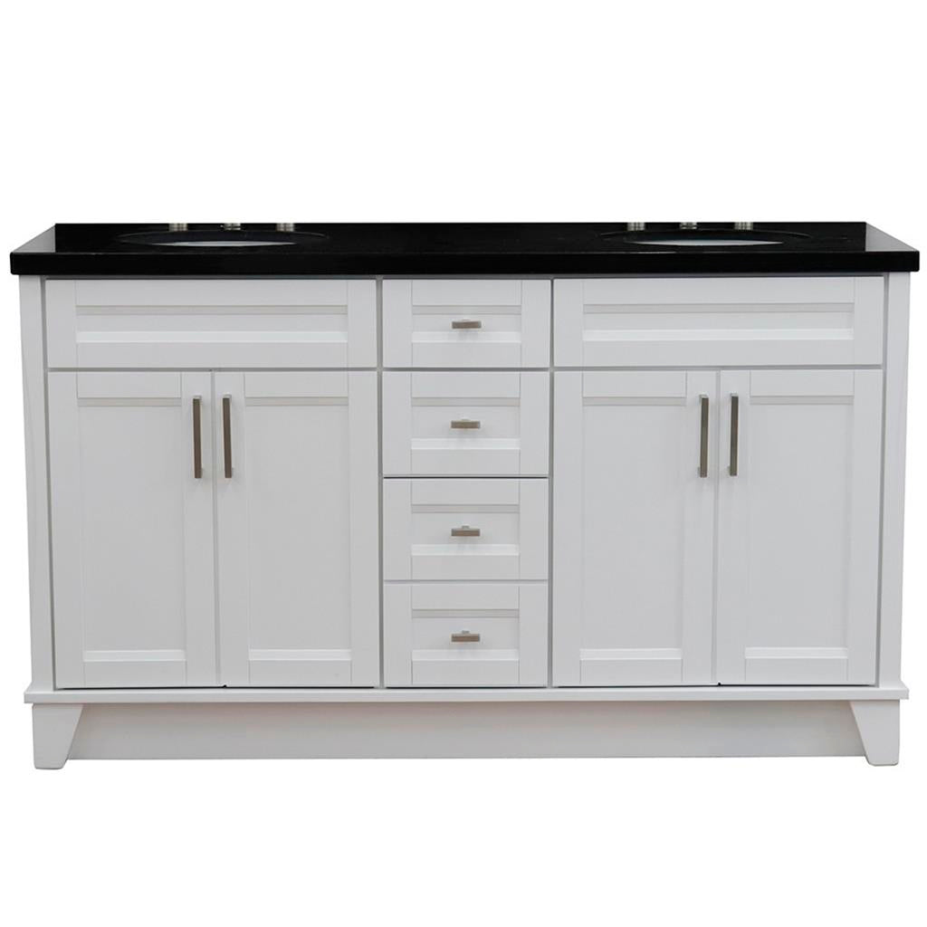 Bellaterra Home, Terni 61" White Double Vanity, Oval Sink, Black Galaxy Granite#top-options_black-galaxy-granite-top