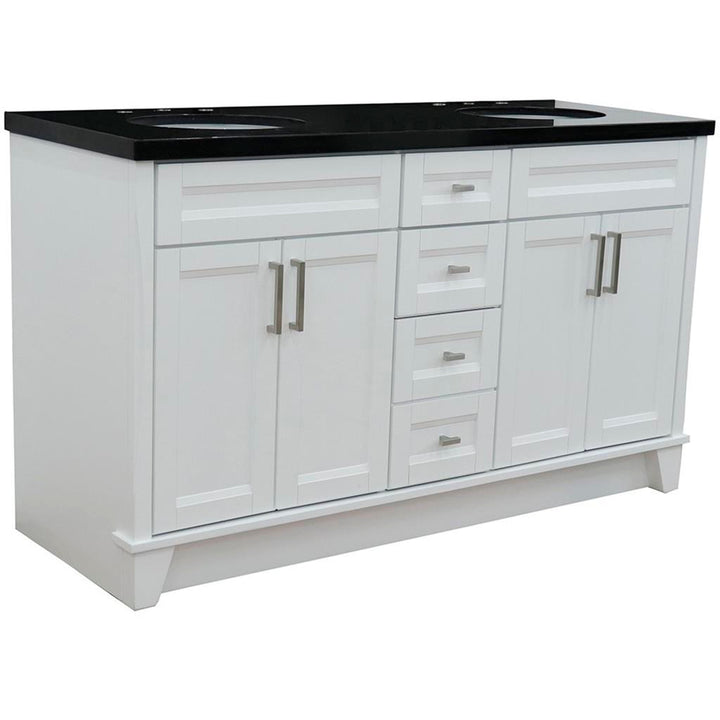 Bellaterra Home, Terni 61" White Double Vanity, Oval Sink, Black Galaxy Granite#top-options_black-galaxy-granite-top