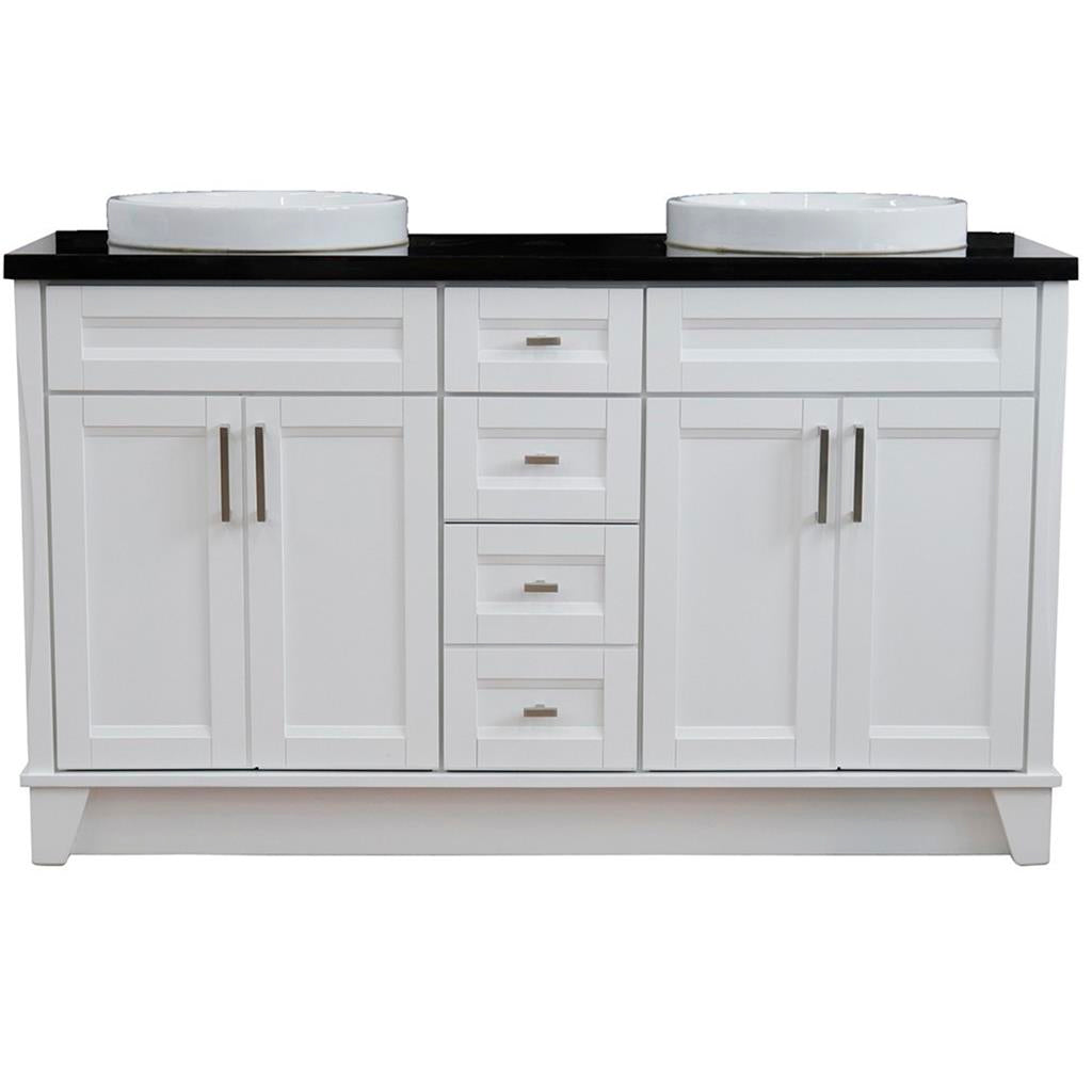 Bellaterra Home, Terni 61" White Double Vanity, Round Sink, Black Galaxy Granite#top-options_black-galaxy-granite-top