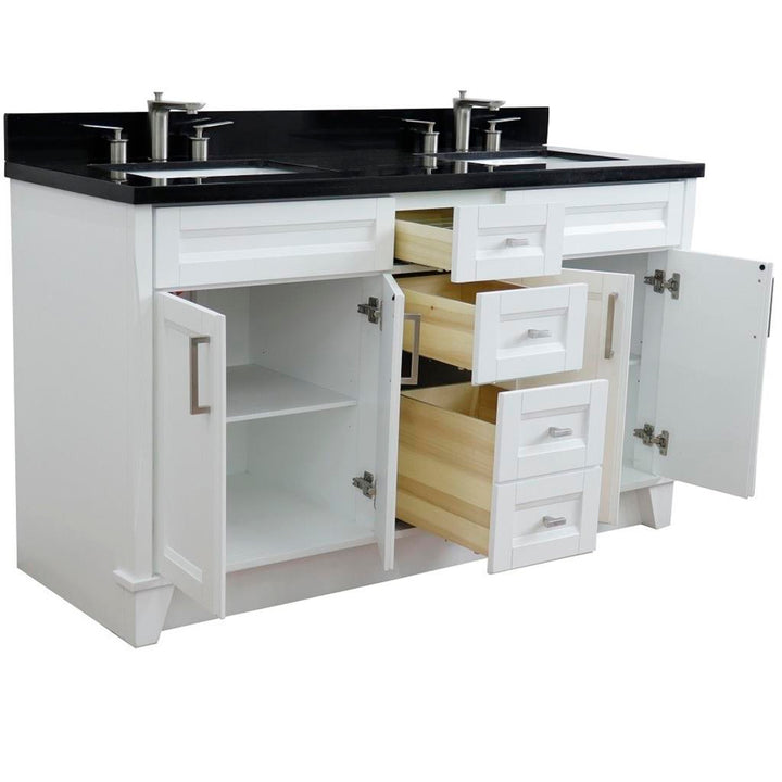 Bellaterra Home, Terni 61" White Double Vanity, Rectangle Sink, Black Galaxy Granite#top-options_black-galaxy-granite-top