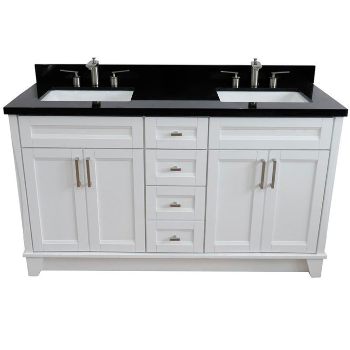 Bellaterra Home, Terni 61" White Double Vanity, Rectangle Sink, Black Galaxy Granite#top-options_black-galaxy-granite-top