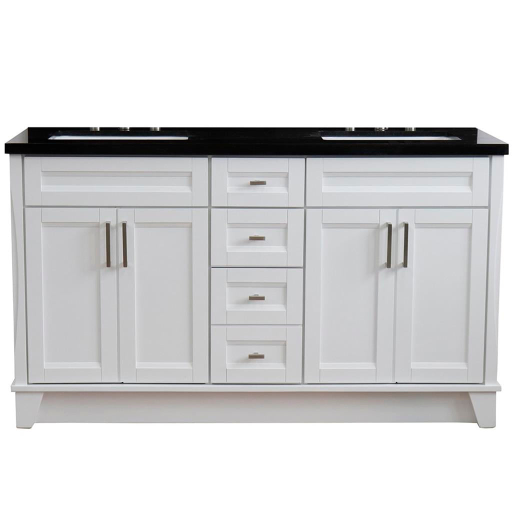 Bellaterra Home, Terni 61" White Double Vanity, Rectangle Sink, Black Galaxy Granite#top-options_black-galaxy-granite-top