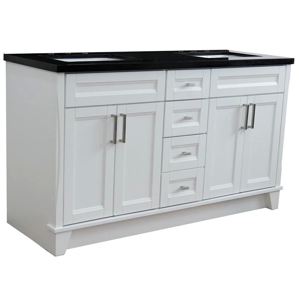 Bellaterra Home, Terni 61" White Double Vanity, Rectangle Sink, Black Galaxy Granite#top-options_black-galaxy-granite-top