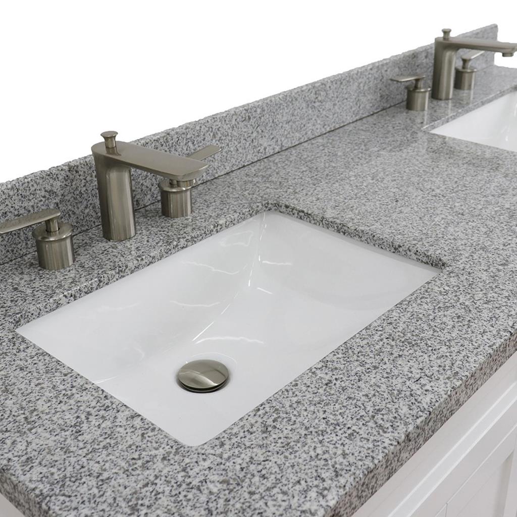 Bellaterra Home, Terni 61" White Double Vanity, Rectangle Sink, Gray Granite#top-options_gray-granite-top