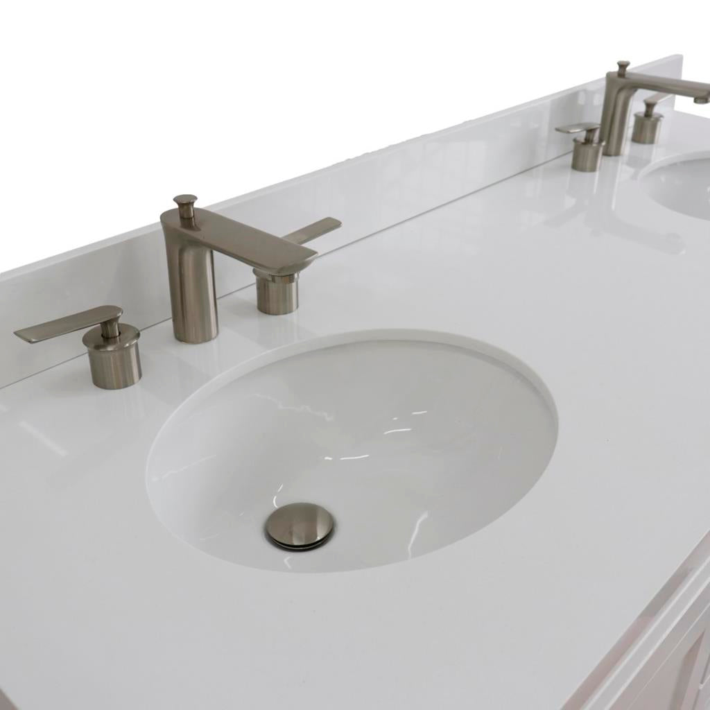 Bellaterra Home, Terni 61" White Double Vanity, Oval Sink, White Quartz#top-options_white-quartz-top