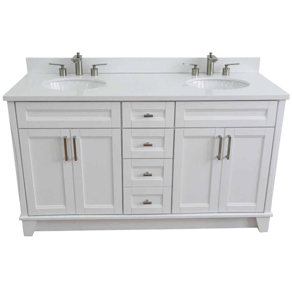 Bellaterra Home, Terni 61" White Double Vanity, Oval Sink, White Quartz#top-options_white-quartz-top