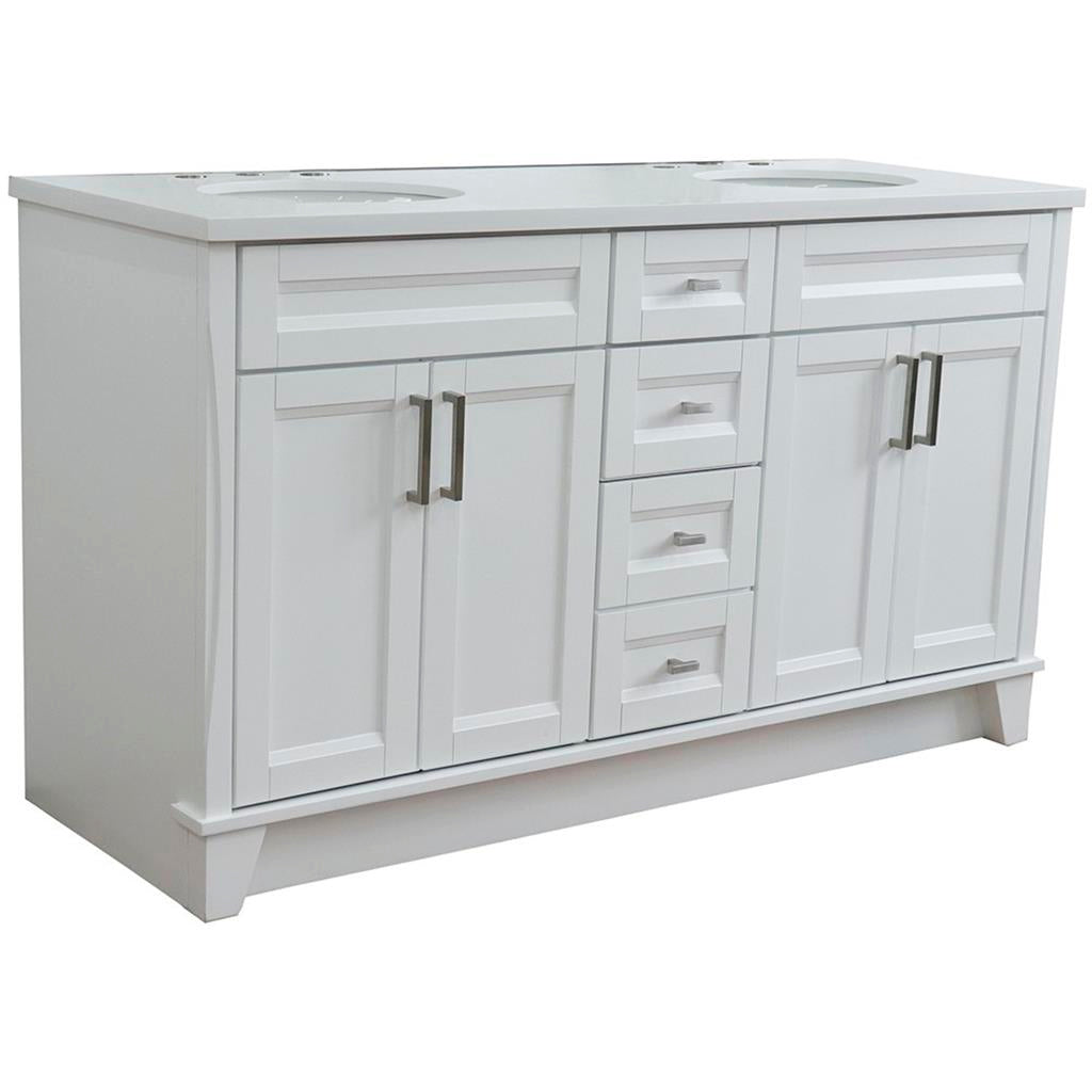 Bellaterra Home, Terni 61" White Double Vanity, Oval Sink, White Quartz#top-options_white-quartz-top