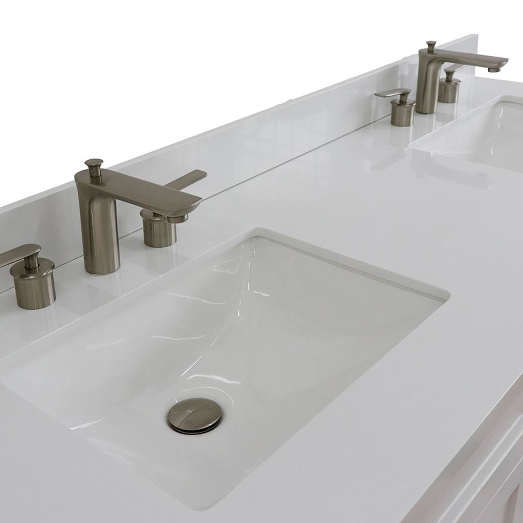 Bellaterra Home, Terni 61" White Double Vanity, Rectangle Sink, White Quartz#top-options_white-quartz-top