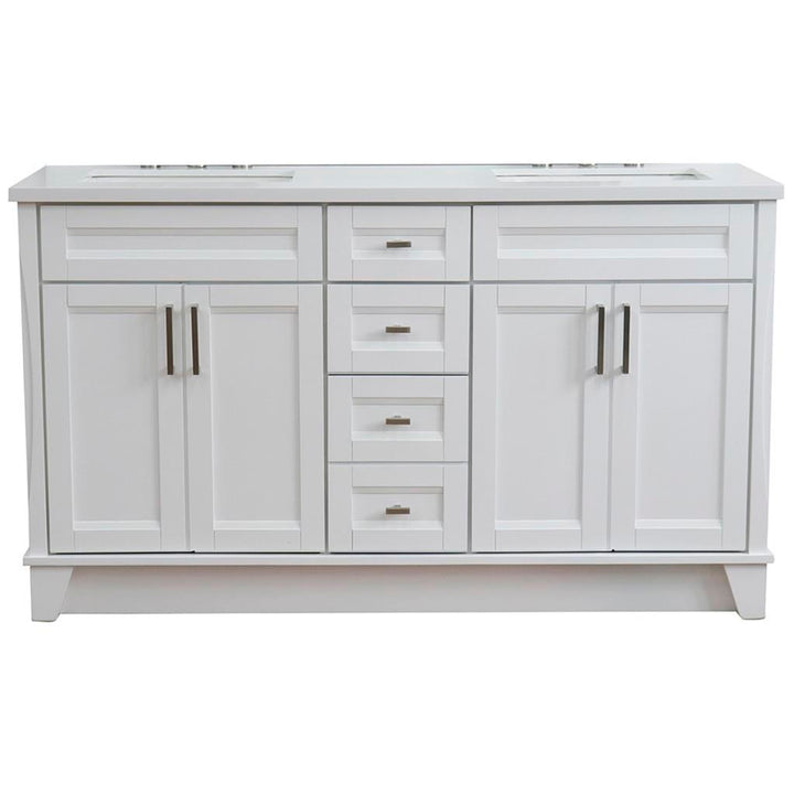 Bellaterra Home, Terni 61" White Double Vanity, Rectangle Sink, White Quartz#top-options_white-quartz-top