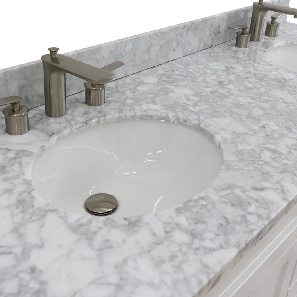 Bellaterra Home, Terni 61" White Double Vanity, Oval Sink, White Carrara Marble#top-options_white-carrara-marble-top