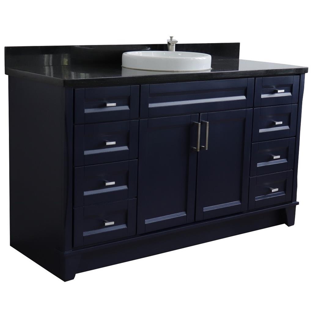 Bellaterra Home, Terni 61" Blue Single Vanity, Round Sink, Black Galaxy Granite#top-options_black-galaxy-granite-top