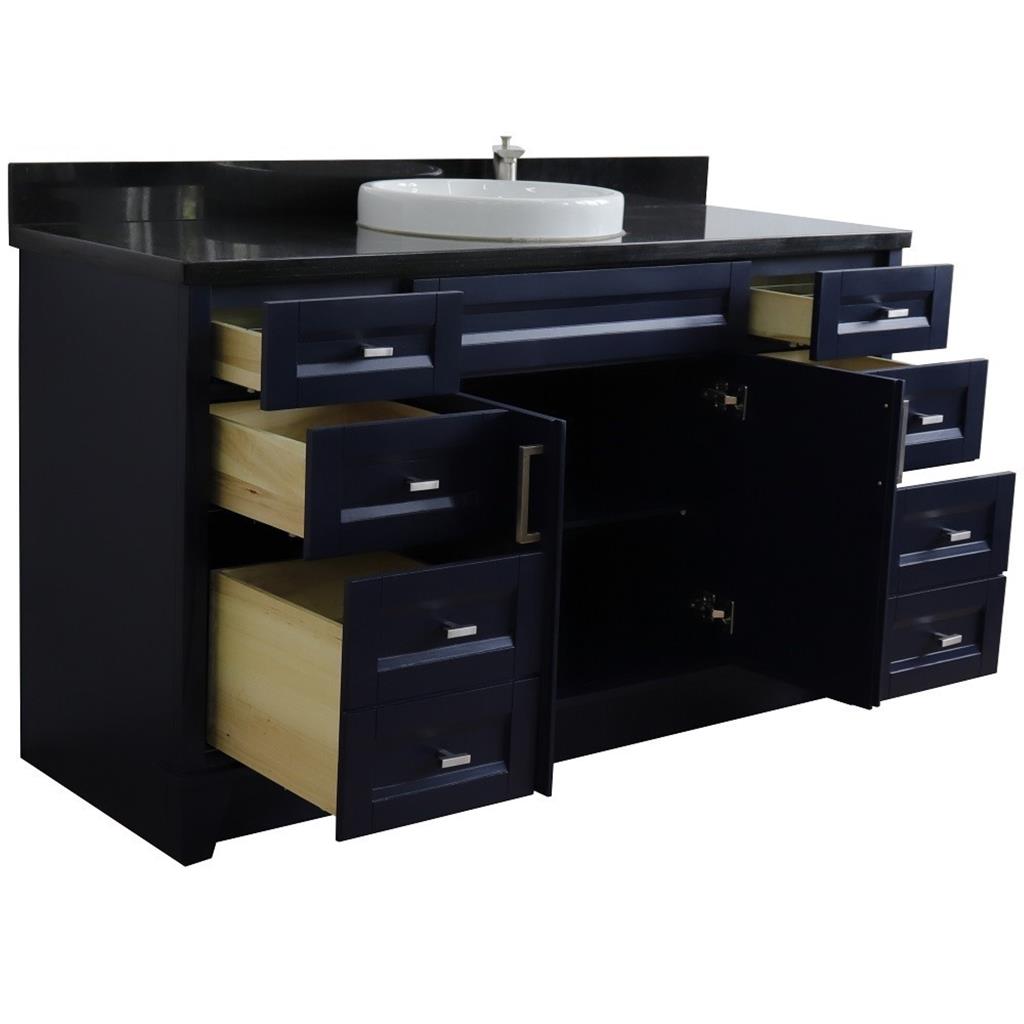 Bellaterra Home, Terni 61" Blue Single Vanity, Round Sink, Black Galaxy Granite#top-options_black-galaxy-granite-top