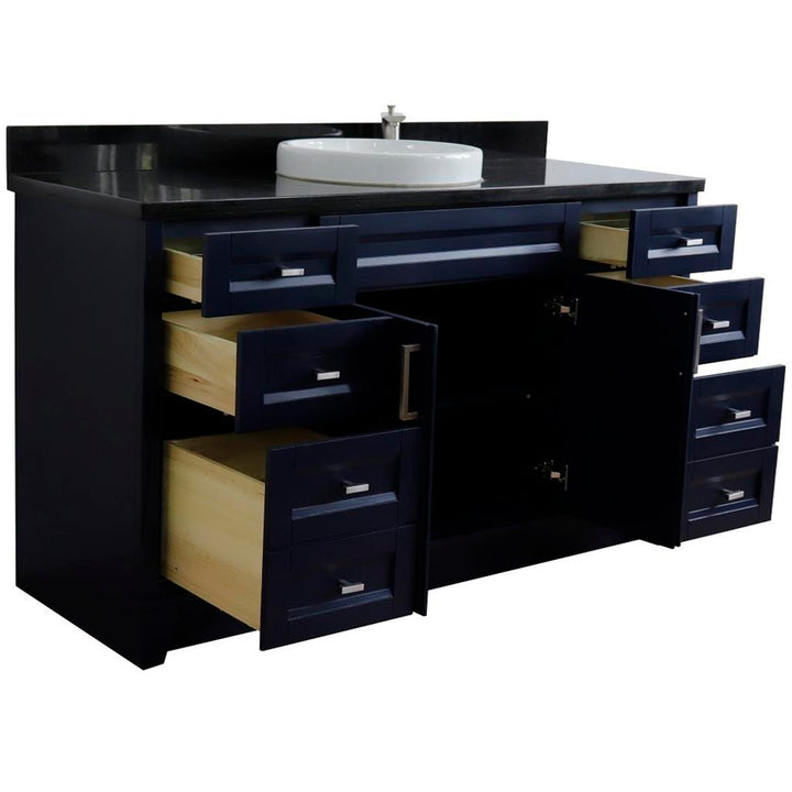 Bellaterra Home, Terni 61" Blue Single Vanity, Round Sink, Black Galaxy Granite#top-options_black-galaxy-granite-top