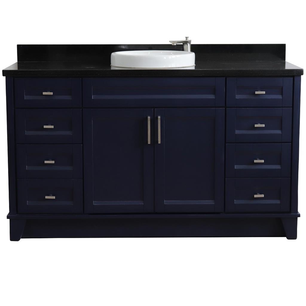 Bellaterra Home, Terni 61" Blue Single Vanity, Round Sink, Black Galaxy Granite#top-options_black-galaxy-granite-top