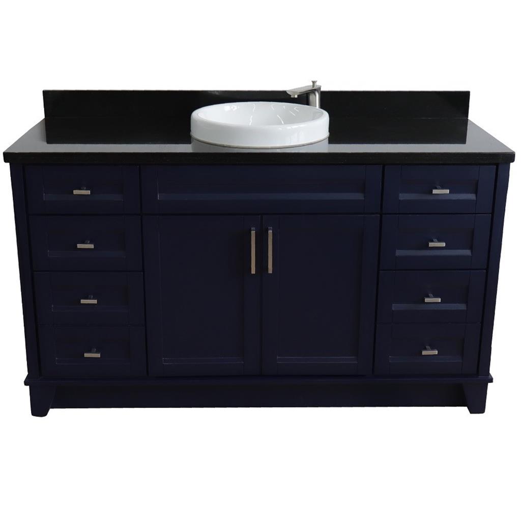 Bellaterra Home, Terni 61" Blue Single Vanity, Round Sink, Black Galaxy Granite#top-options_black-galaxy-granite-top