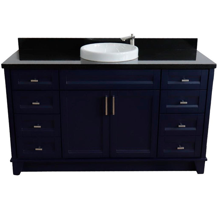 Bellaterra Home, Terni 61" Blue Single Vanity, Round Sink, Black Galaxy Granite#top-options_black-galaxy-granite-top