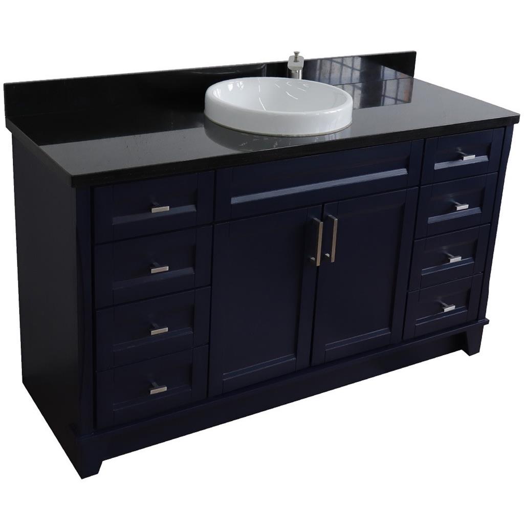 Bellaterra Home, Terni 61" Blue Single Vanity, Round Sink, Black Galaxy Granite#top-options_black-galaxy-granite-top