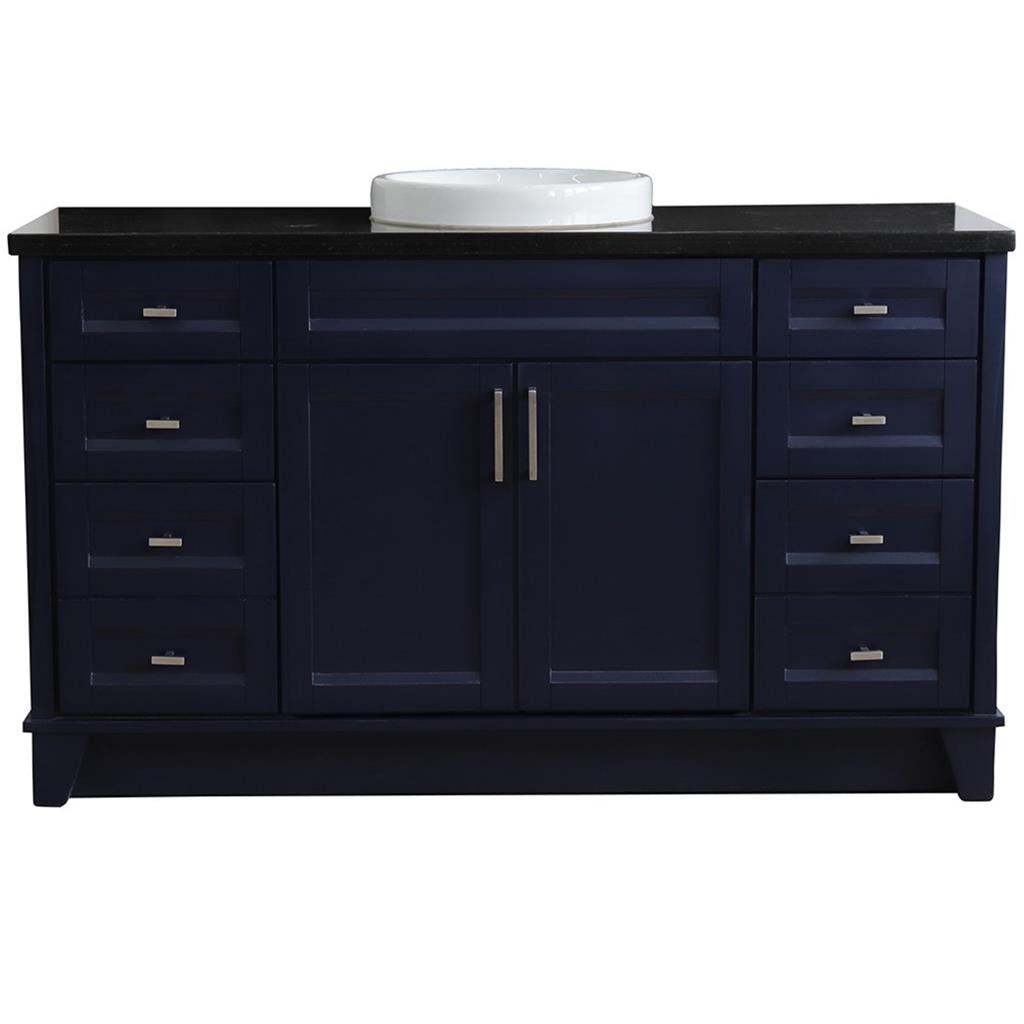 Bellaterra Home, Terni 61" Blue Single Vanity, Round Sink, Black Galaxy Granite#top-options_black-galaxy-granite-top