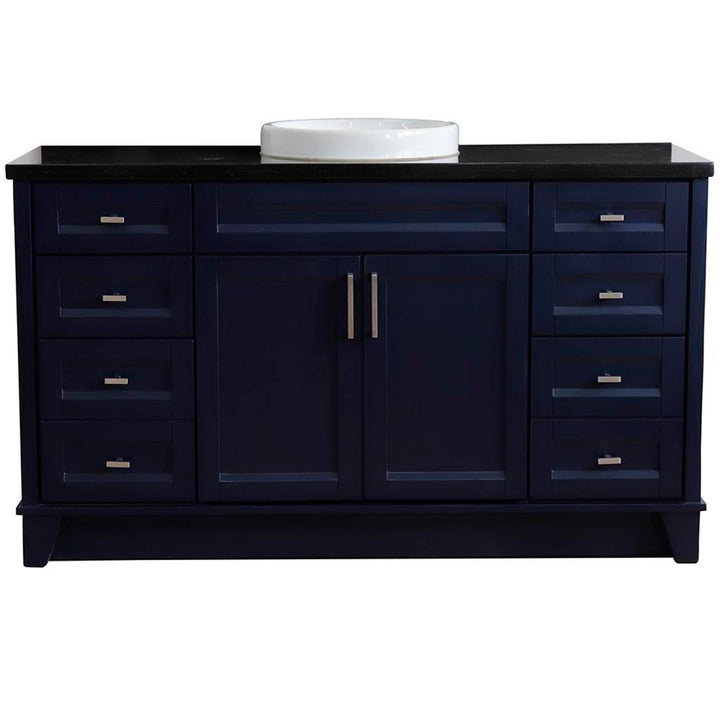 Bellaterra Home, Terni 61" Blue Single Vanity, Round Sink, Black Galaxy Granite#top-options_black-galaxy-granite-top