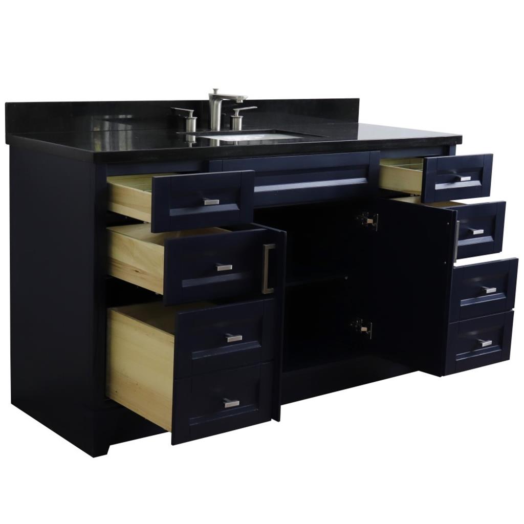 Bellaterra Home, Terni 61" Blue Single Vanity, Rectangle Sink, Black Galaxy Granite#top-options_black-galaxy-granite-top