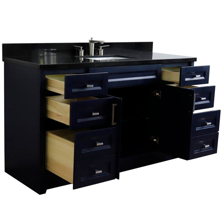 Bellaterra Home, Terni 61" Blue Single Vanity, Rectangle Sink, Black Galaxy Granite#top-options_black-galaxy-granite-top