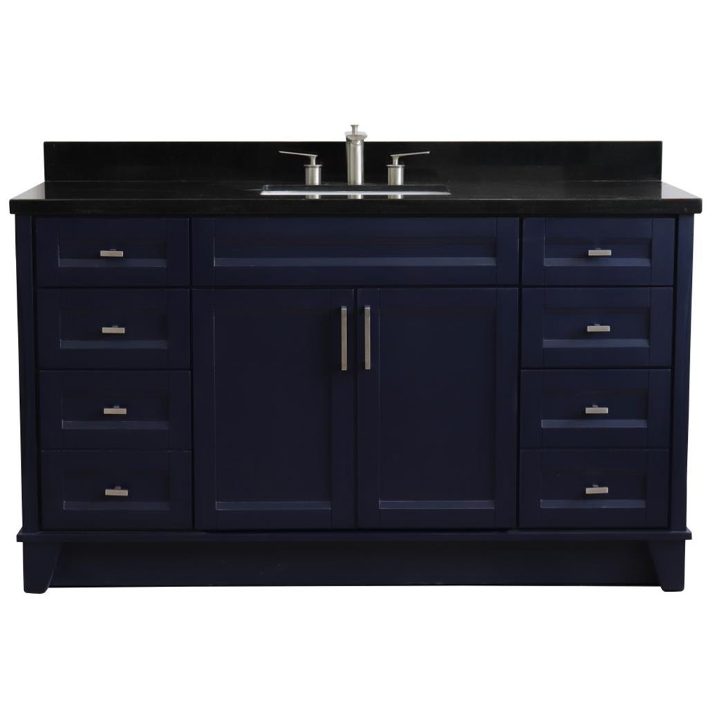 Bellaterra Home, Terni 61" Blue Single Vanity, Rectangle Sink, Black Galaxy Granite#top-options_black-galaxy-granite-top