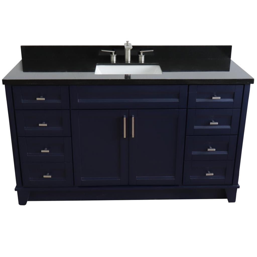 Bellaterra Home, Terni 61" Blue Single Vanity, Rectangle Sink, Black Galaxy Granite#top-options_black-galaxy-granite-top