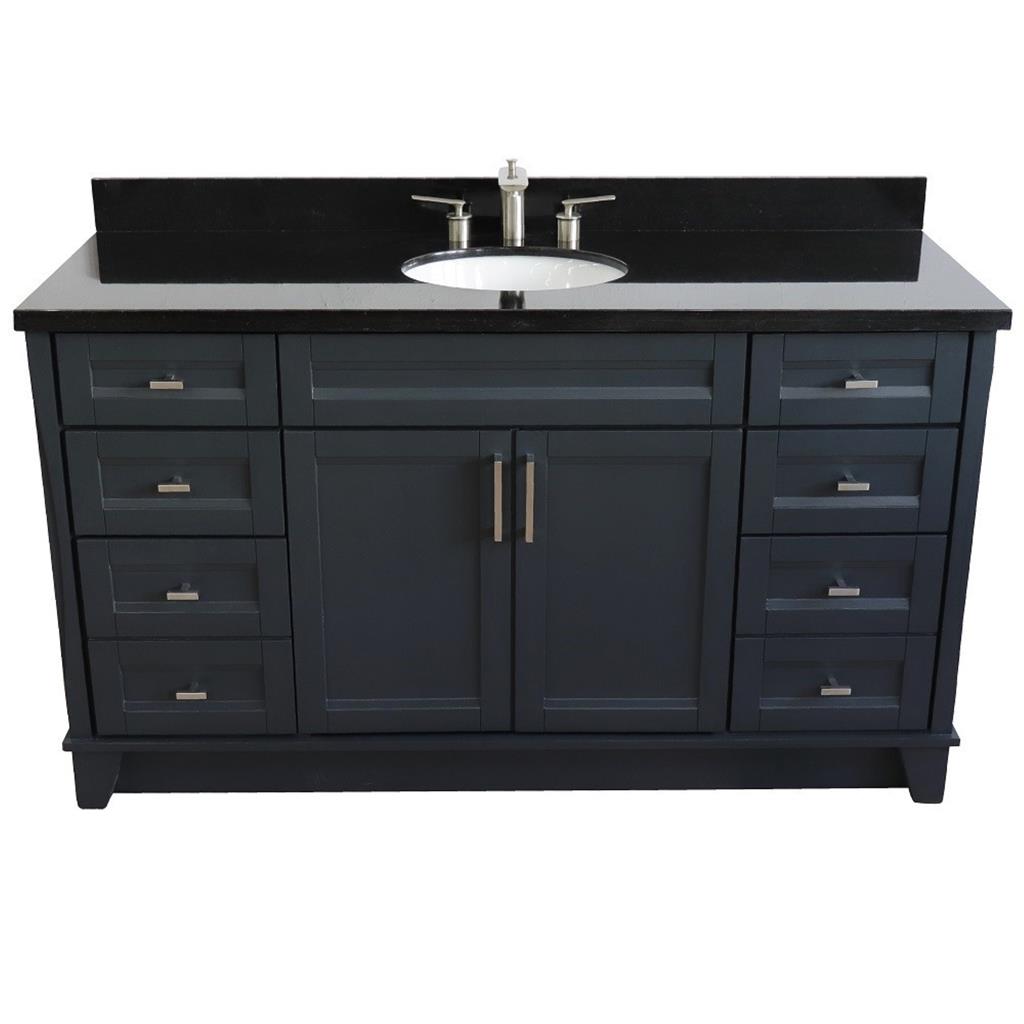 Bellaterra Home, Terni 61" Dark Gray Single Vanity, Oval Sink, Black Galaxy Granite#top-options_black-galaxy-granite-top
