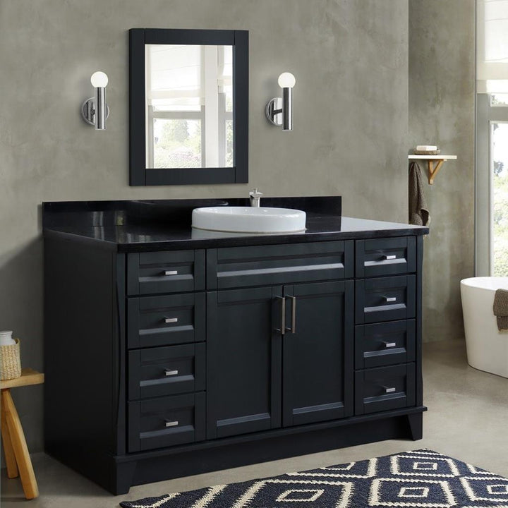 Bellaterra Home, Terni 61" Dark Gray Single Vanity, Round Sink, Black Galaxy Granite#top-options_black-galaxy-granite-top