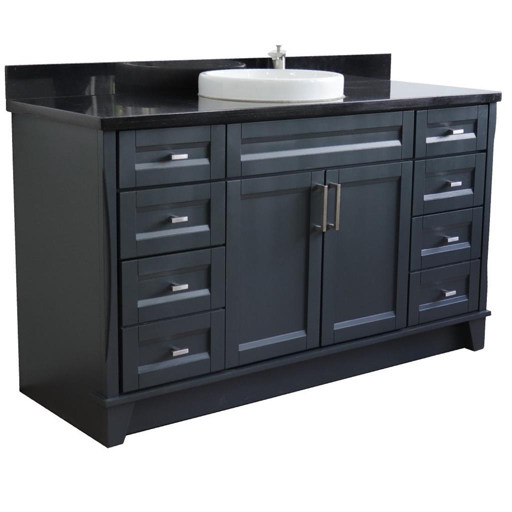 Bellaterra Home, Terni 61" Dark Gray Single Vanity, Round Sink, Black Galaxy Granite#top-options_black-galaxy-granite-top