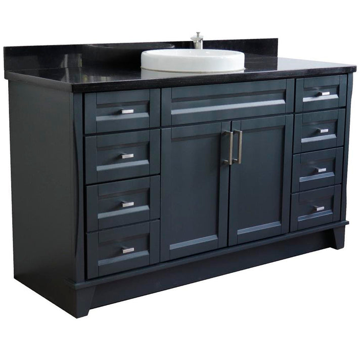 Bellaterra Home, Terni 61" Dark Gray Single Vanity, Round Sink, Black Galaxy Granite#top-options_black-galaxy-granite-top