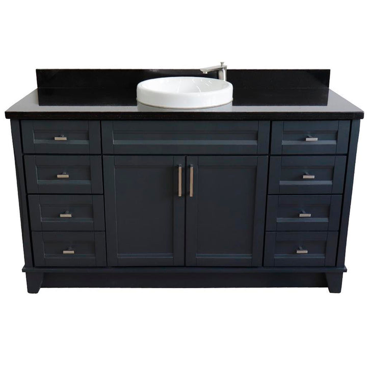 Bellaterra Home, Terni 61" Dark Gray Single Vanity, Round Sink, Black Galaxy Granite#top-options_black-galaxy-granite-top