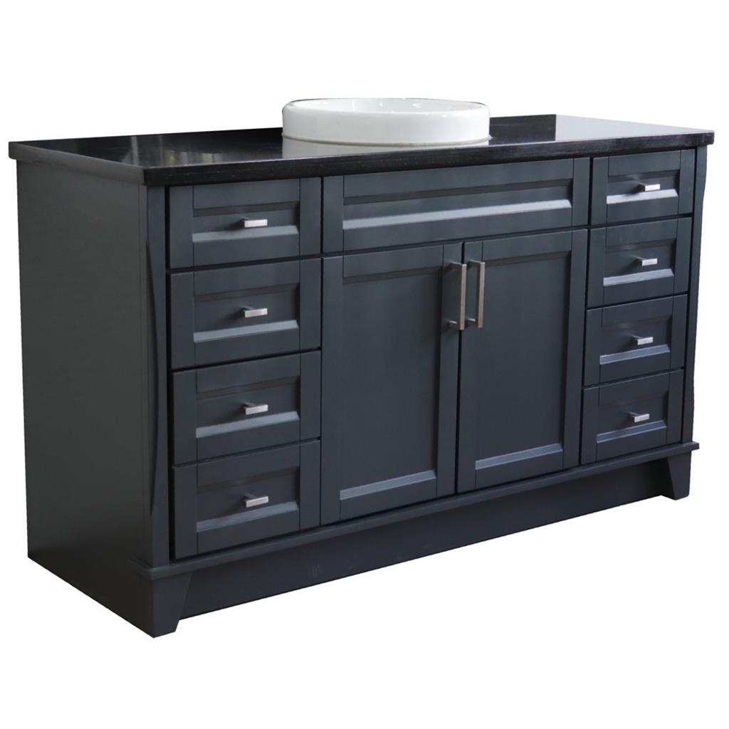 Bellaterra Home, Terni 61" Dark Gray Single Vanity, Round Sink, Black Galaxy Granite#top-options_black-galaxy-granite-top