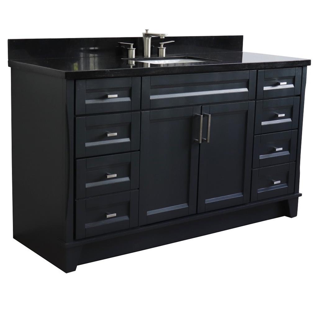 Bellaterra Home, Terni 61" Dark Gray Single Vanity, Rectangle Sink, Black Galaxy Granite#top-options_black-galaxy-granite-top