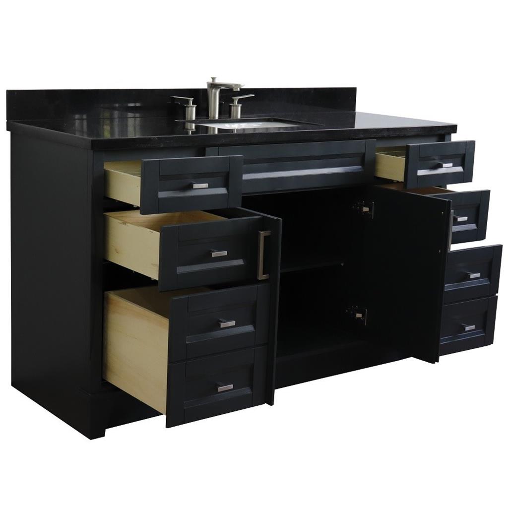 Bellaterra Home, Terni 61" Dark Gray Single Vanity, Rectangle Sink, Black Galaxy Granite#top-options_black-galaxy-granite-top