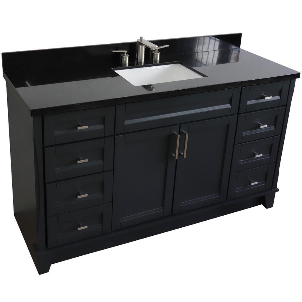 Bellaterra Home, Terni 61" Dark Gray Single Vanity, Rectangle Sink, Black Galaxy Granite#top-options_black-galaxy-granite-top