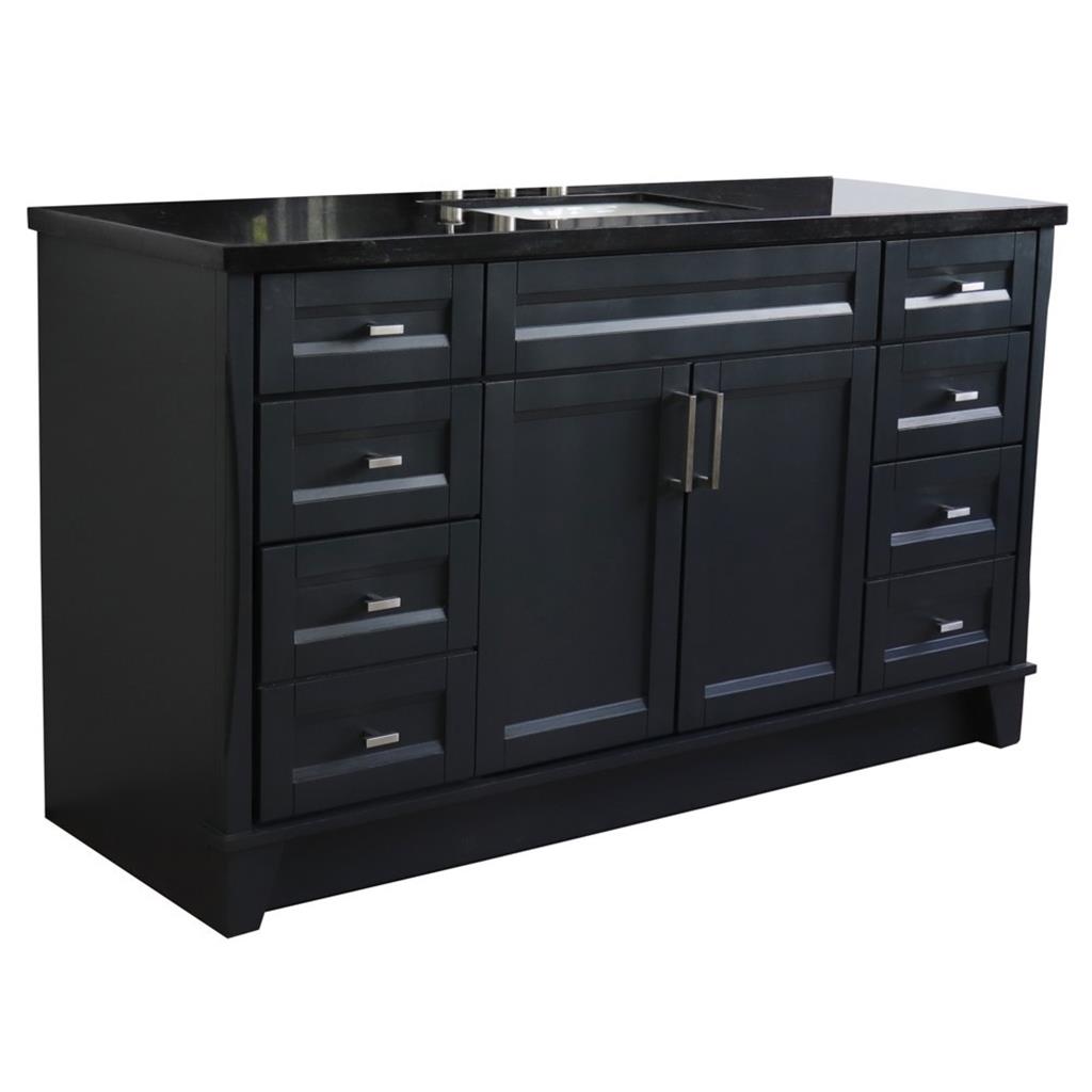 Bellaterra Home, Terni 61" Dark Gray Single Vanity, Rectangle Sink, Black Galaxy Granite#top-options_black-galaxy-granite-top