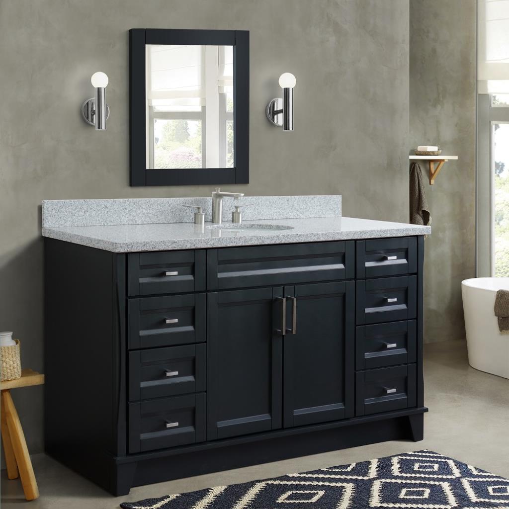 Bellaterra Home, Terni 61" Dark Gray Single Vanity, Oval Sink, Gray Granite#top-options_gray-granite-top