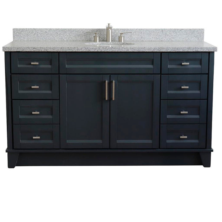Bellaterra Home, Terni 61" Dark Gray Single Vanity, Oval Sink, Gray Granite#top-options_gray-granite-top