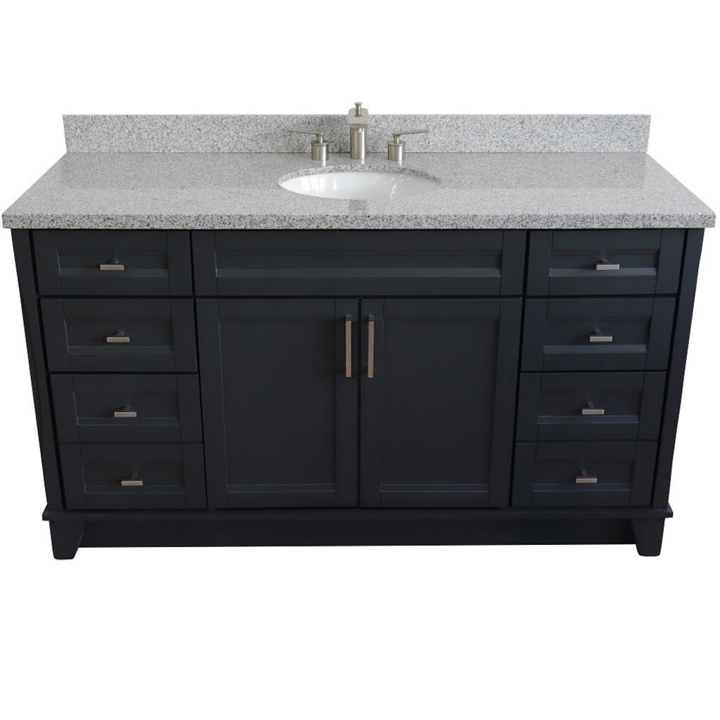 Bellaterra Home, Terni 61" Dark Gray Single Vanity, Oval Sink, Gray Granite#top-options_gray-granite-top