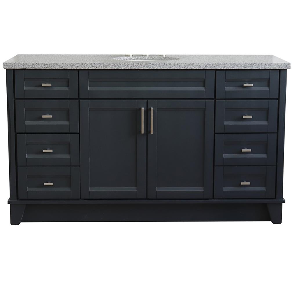 Bellaterra Home, Terni 61" Dark Gray Single Vanity, Oval Sink, Gray Granite#top-options_gray-granite-top