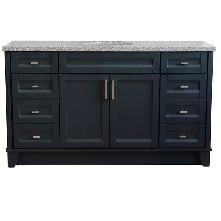 Bellaterra Home, Terni 61" Dark Gray Single Vanity, Oval Sink, Gray Granite#top-options_gray-granite-top