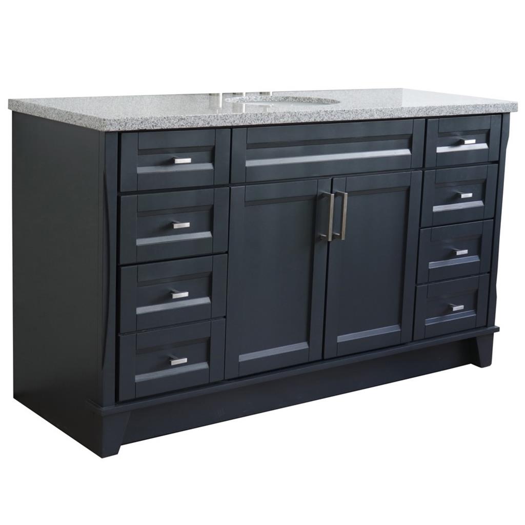 Bellaterra Home, Terni 61" Dark Gray Single Vanity, Oval Sink, Gray Granite#top-options_gray-granite-top